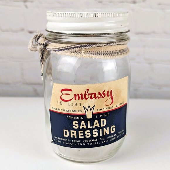 Vintage 60s Embassy Salad Dressing Jar - Picture 1 of 8